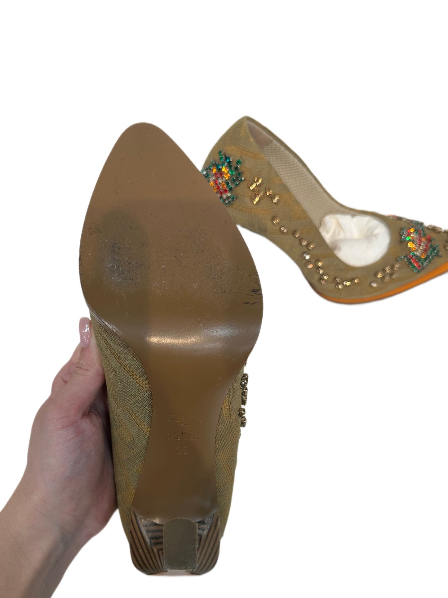FENDI Rhinestone Pump, Size 38