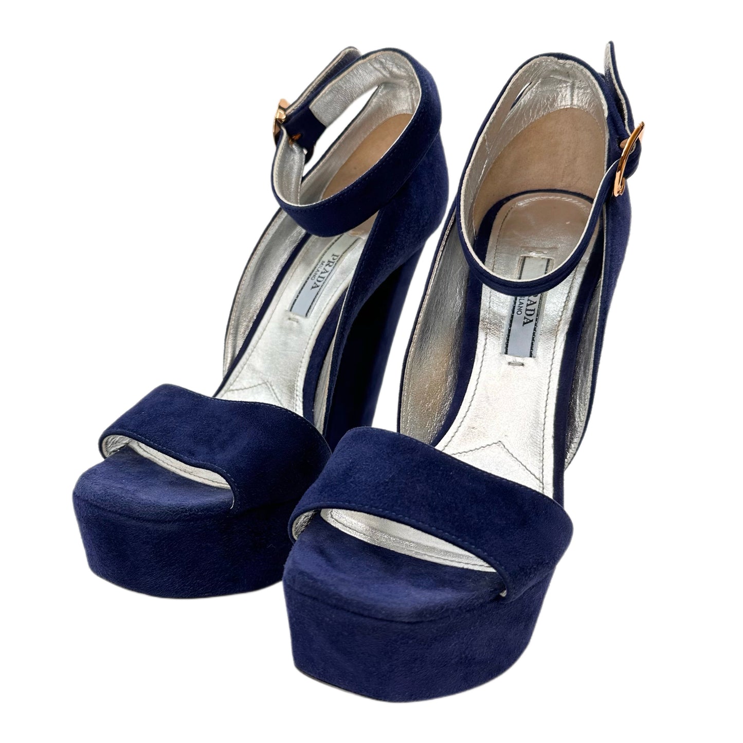 PRADA Blue Suede Sandals Size 36.5