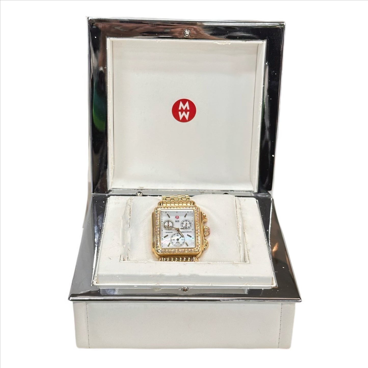 MICHELE Gold Toned Deco Watch