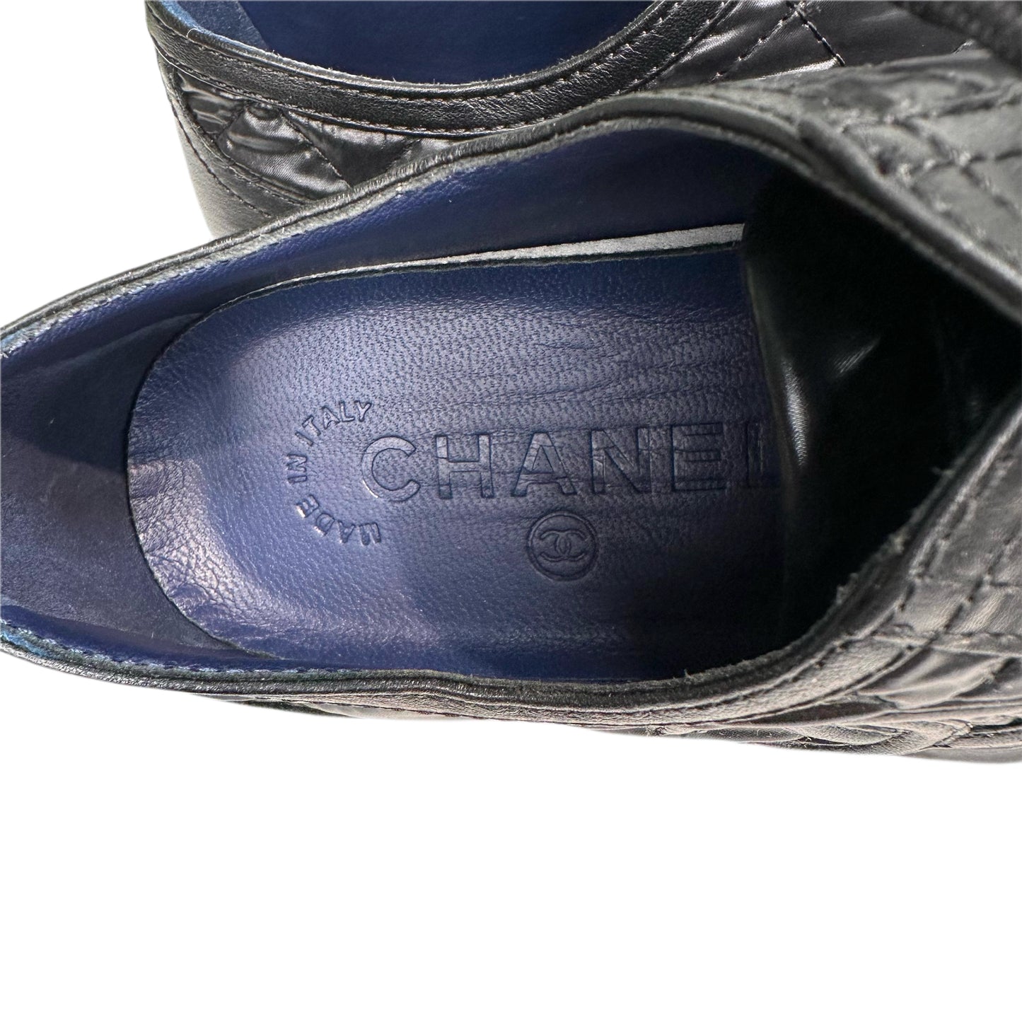 CHANEL Quilted Sneakers Size 35.5 Black