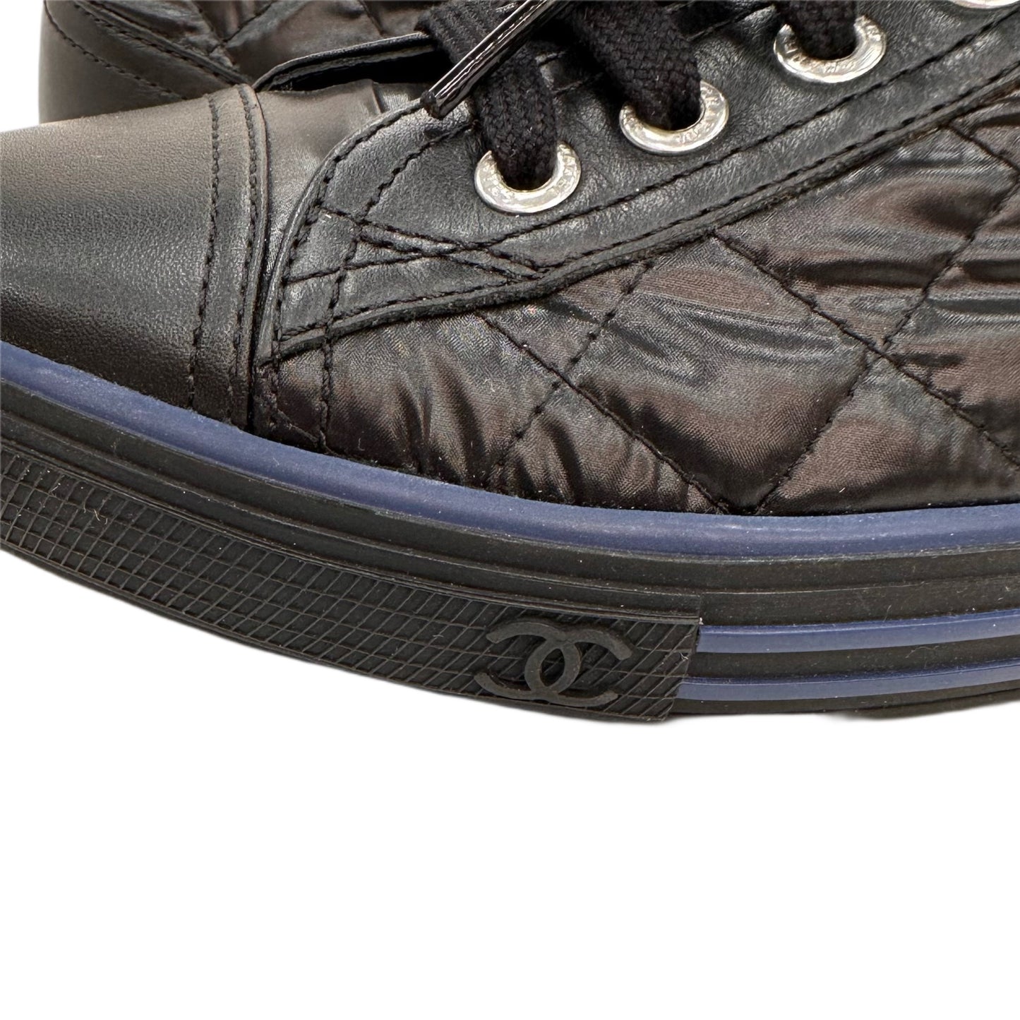 CHANEL Quilted Sneakers Size 35.5 Black