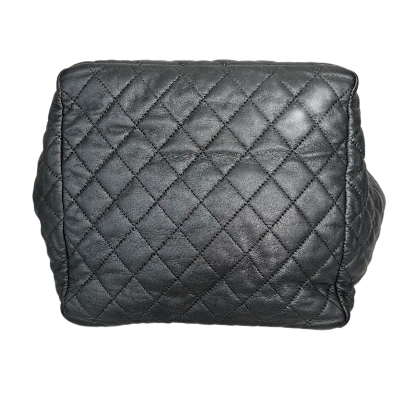 CHANEL Gray Lambskin Quilted Weekend Tote