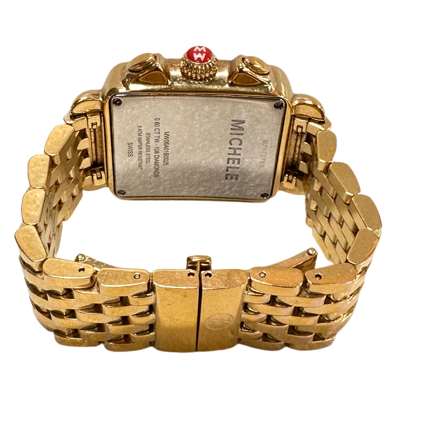 MICHELE Gold Toned Deco Watch