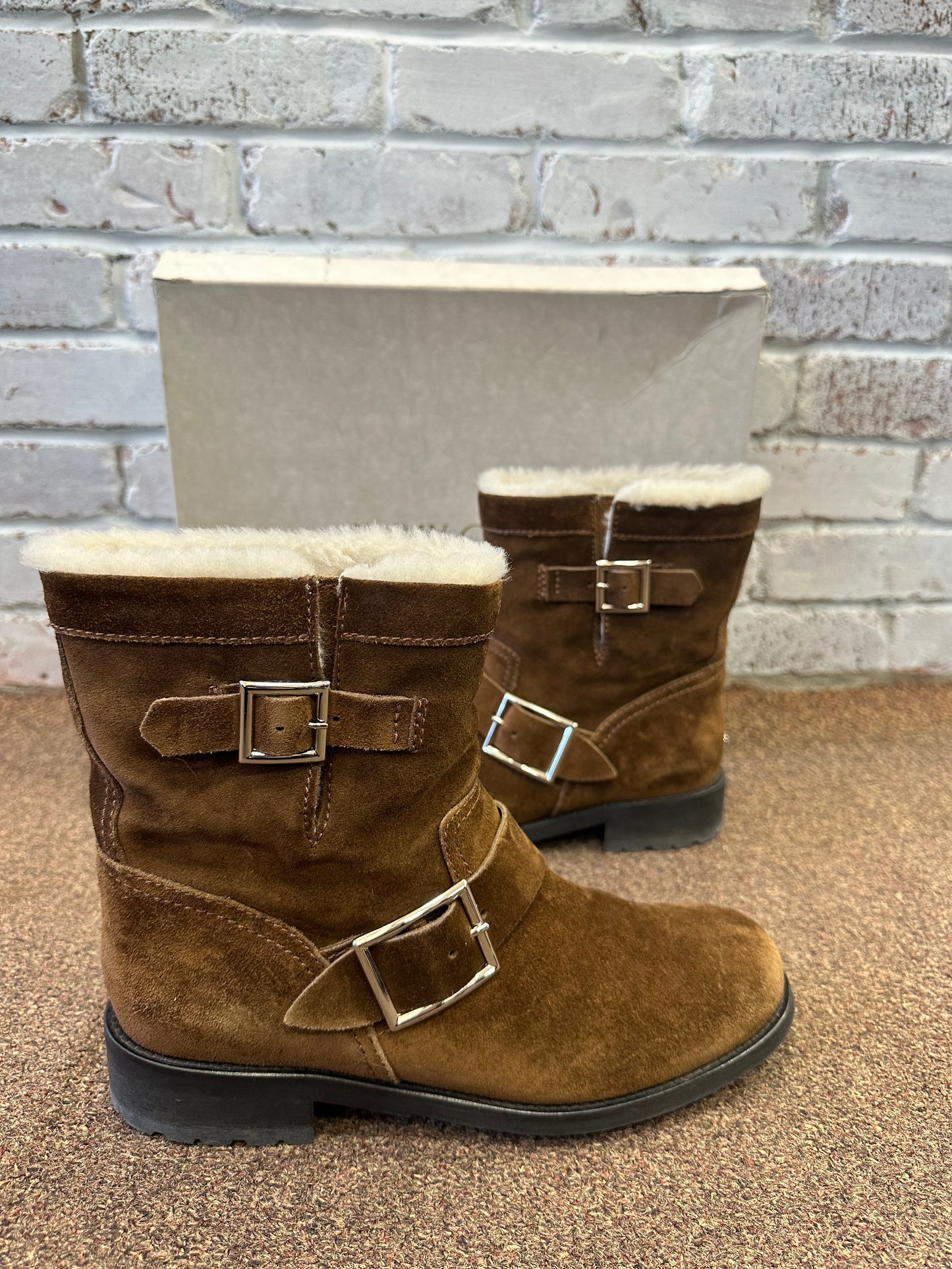 JIMMY CHOO Suede Moto Boots