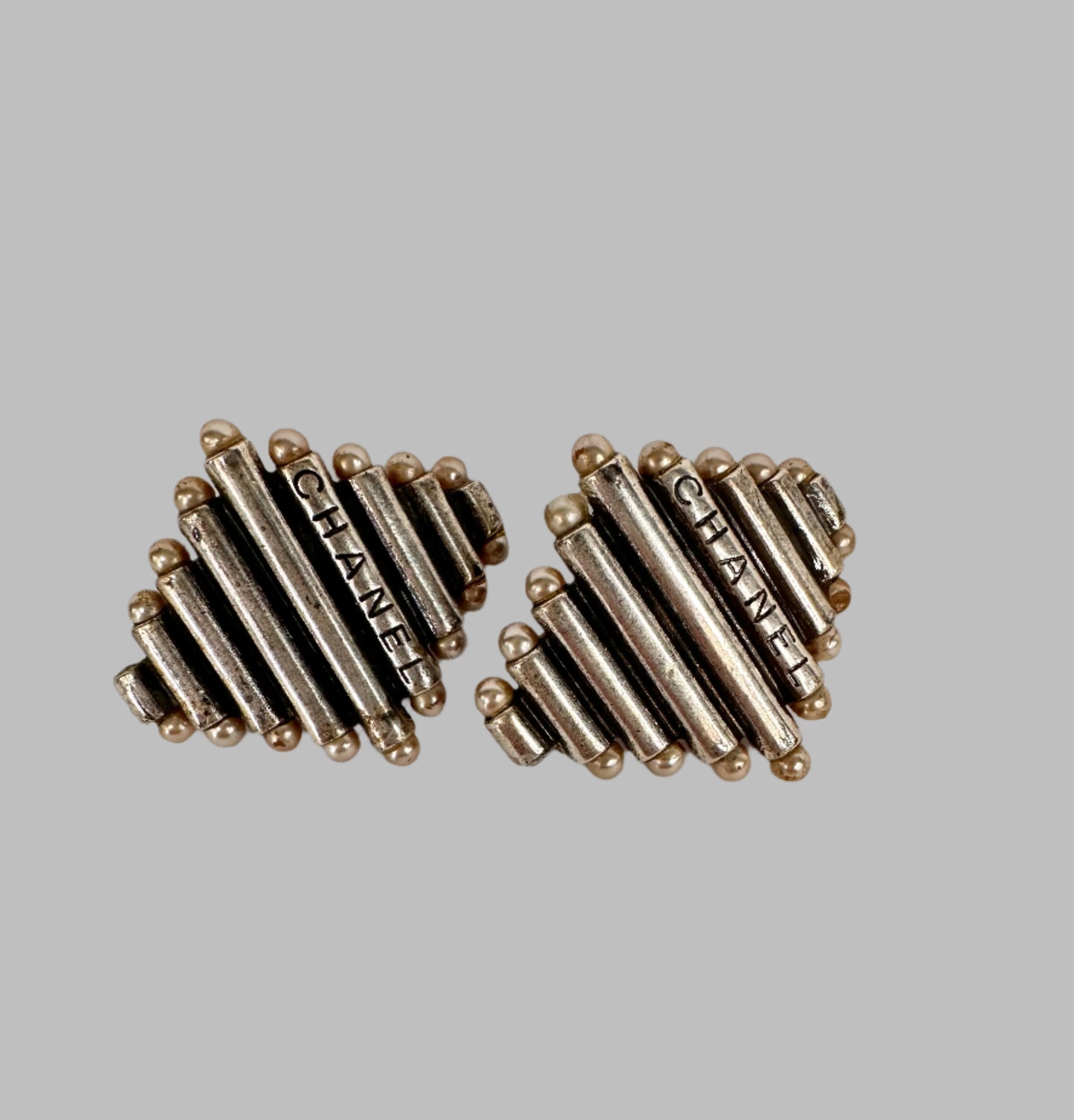 CHANEL Silver Toned Vintage Earrings