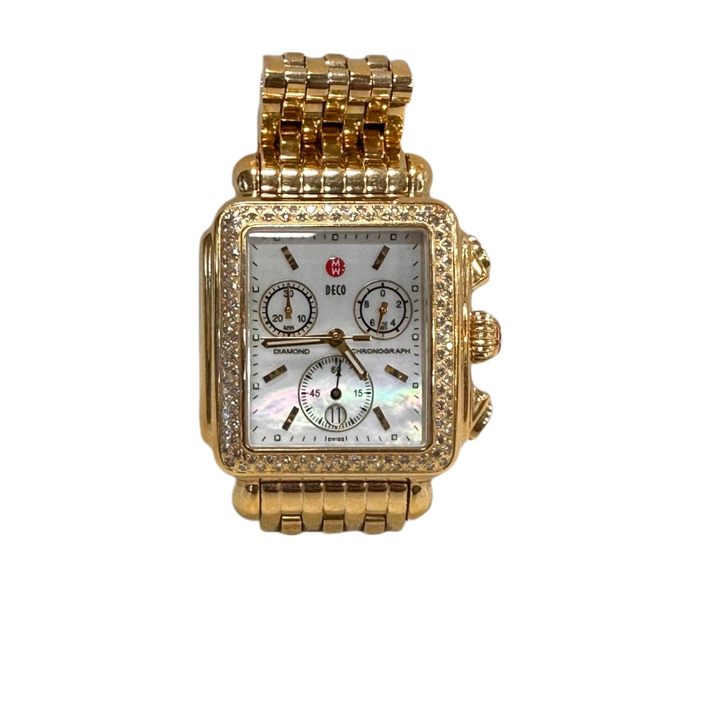 MICHELE Gold Toned Deco Watch