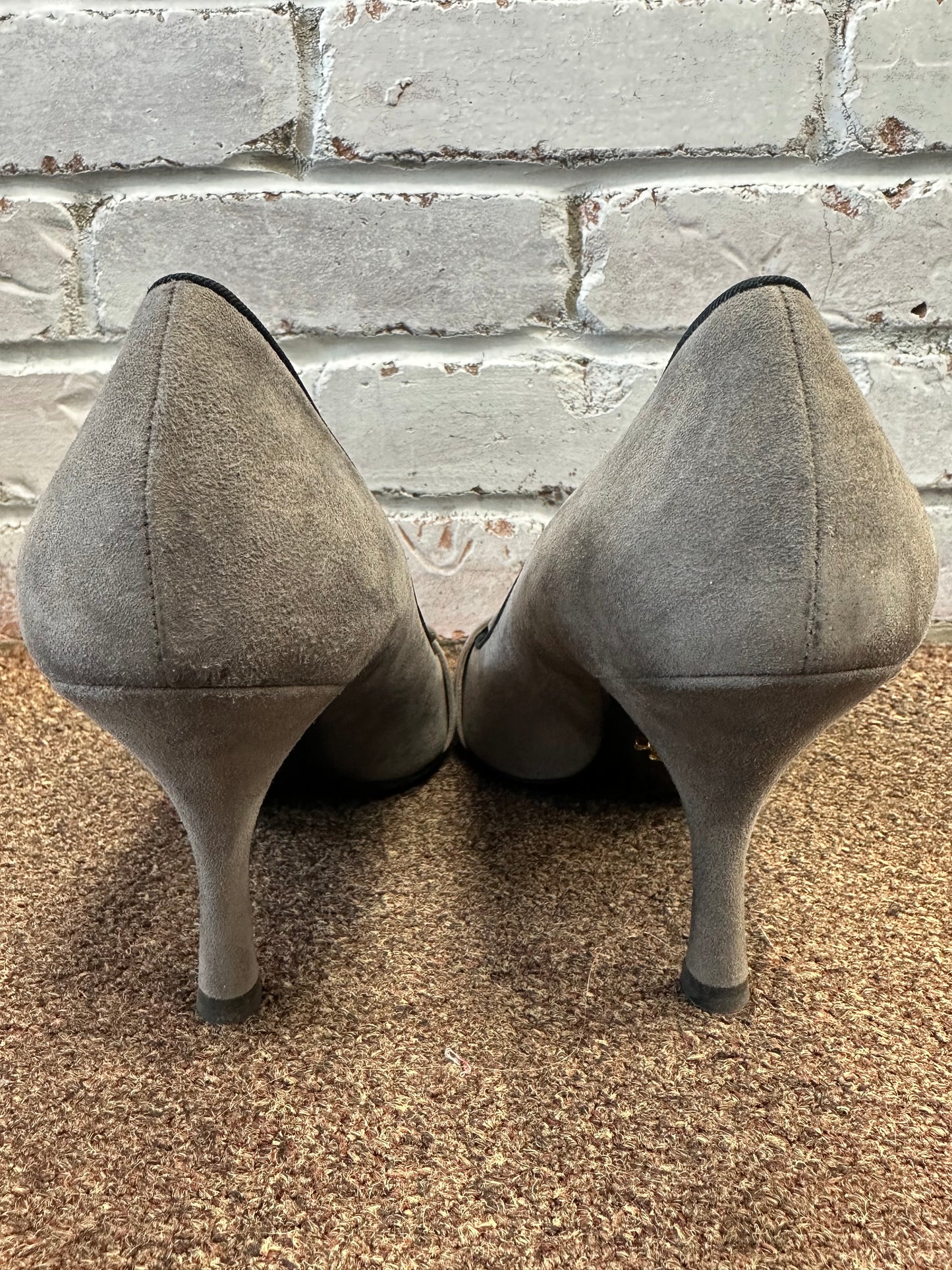 Prada Suede Buckle Pumps