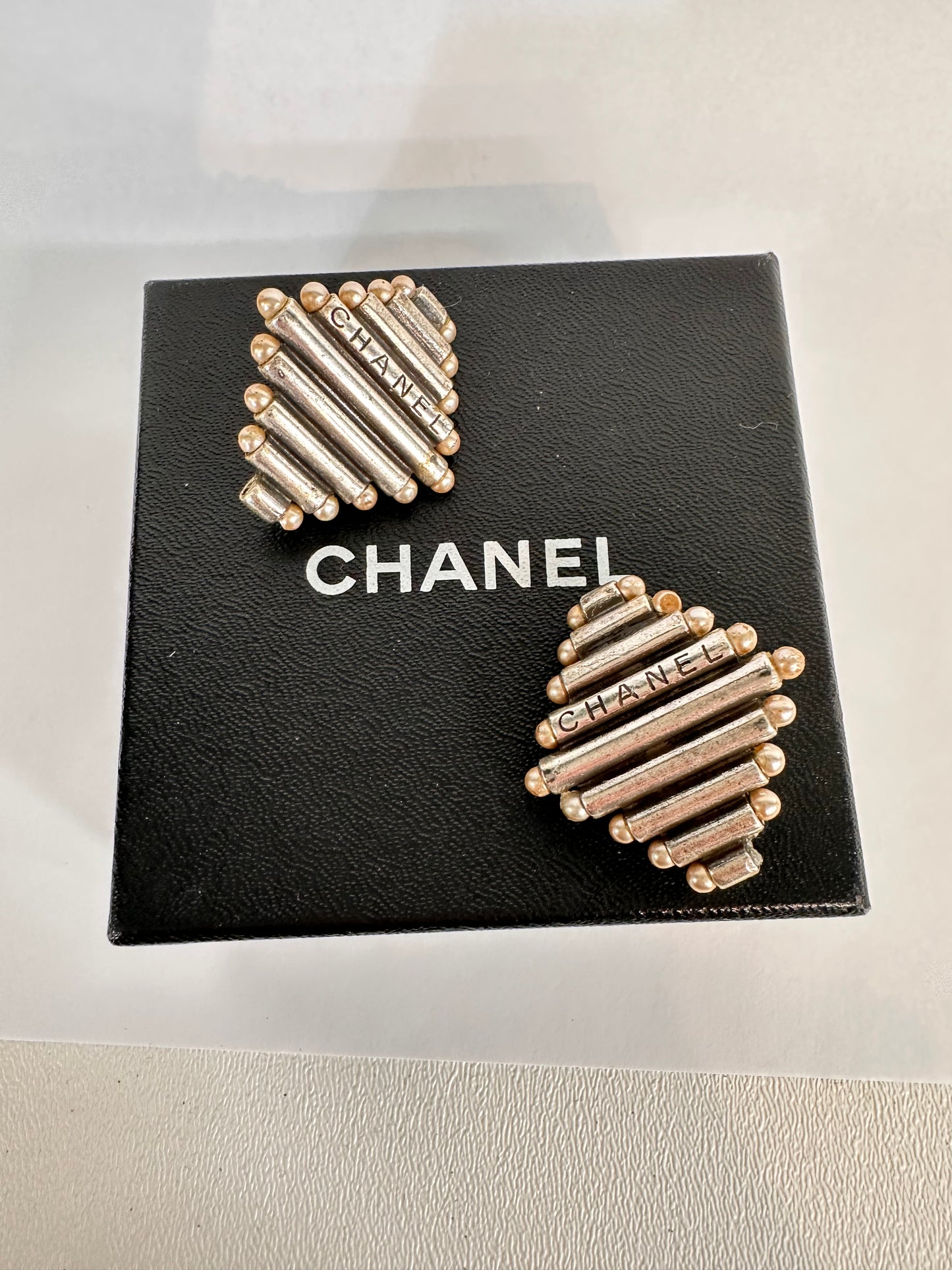 CHANEL Silver Toned Vintage Earrings