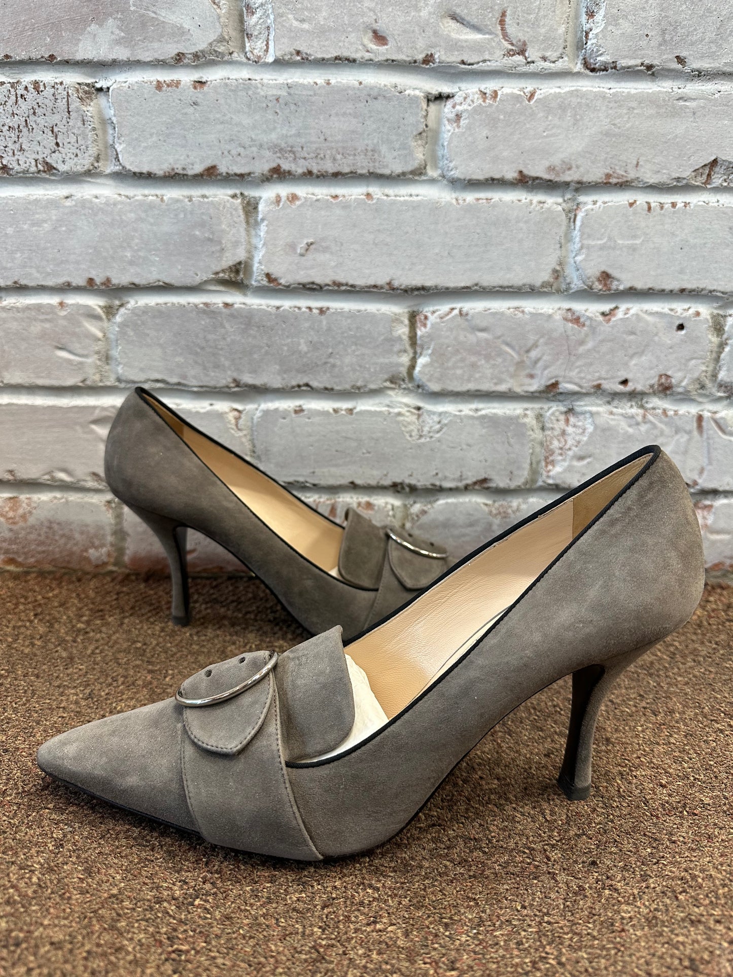 Prada Suede Buckle Pumps