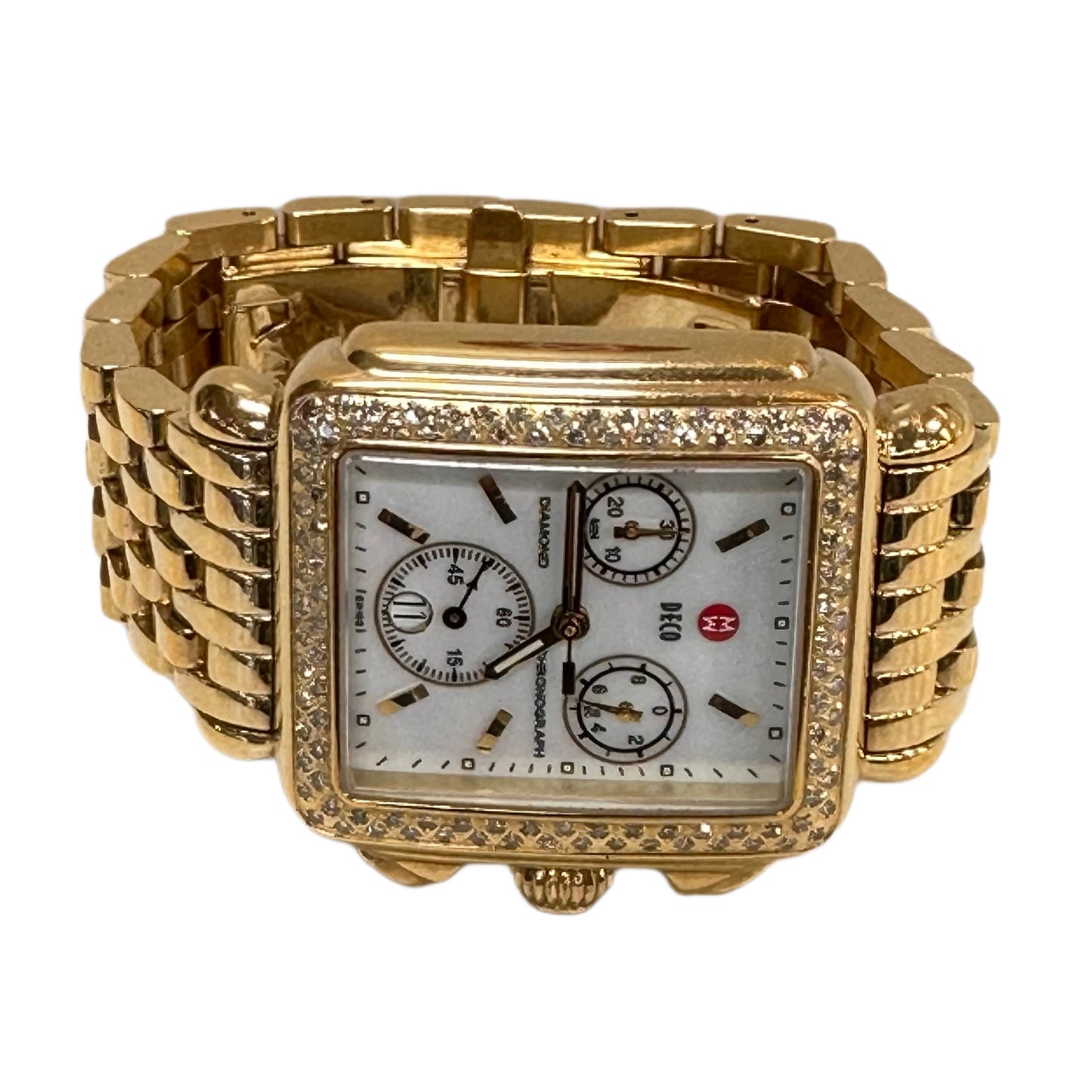 MICHELE Gold Toned Deco Watch