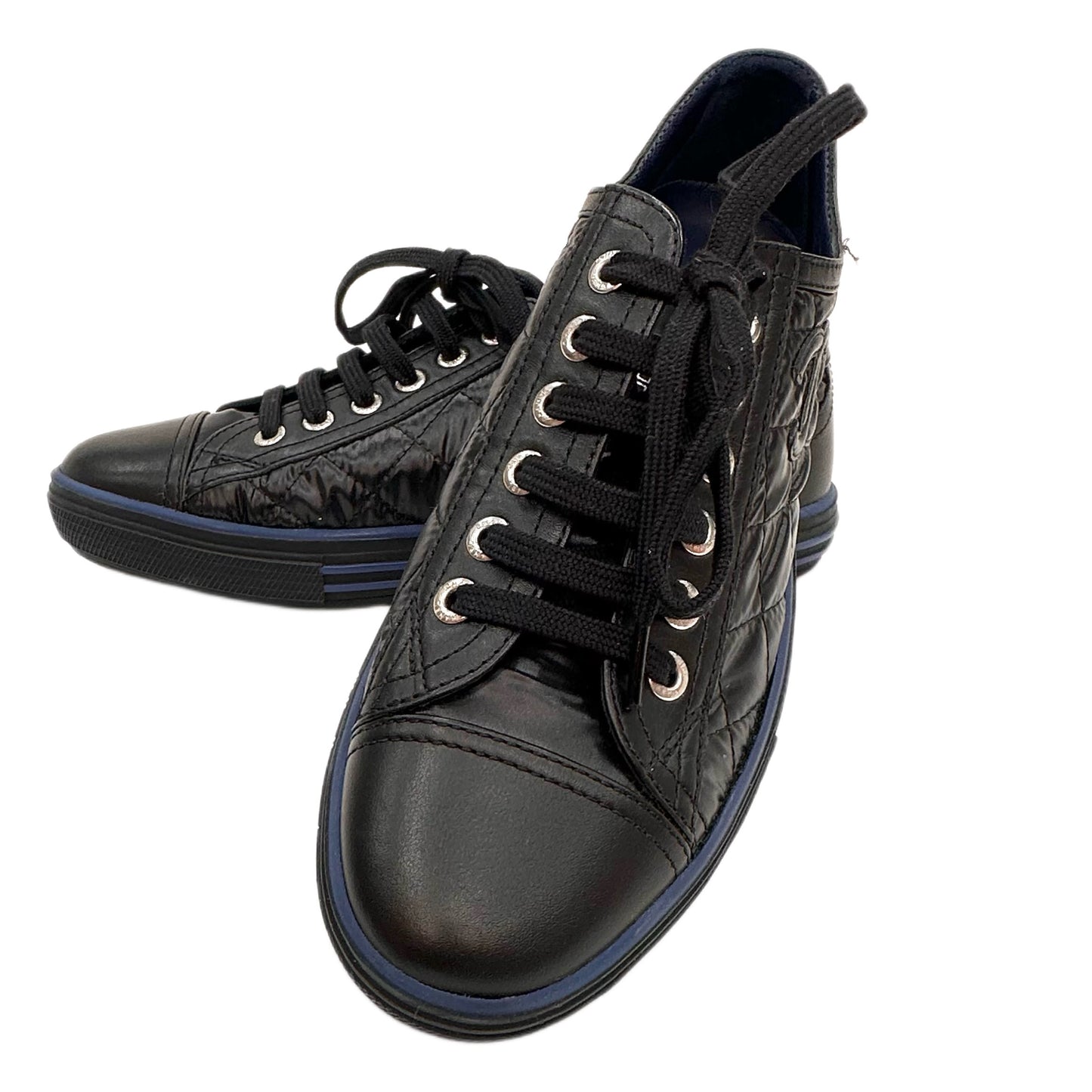CHANEL Quilted Sneakers Size 35.5 Black
