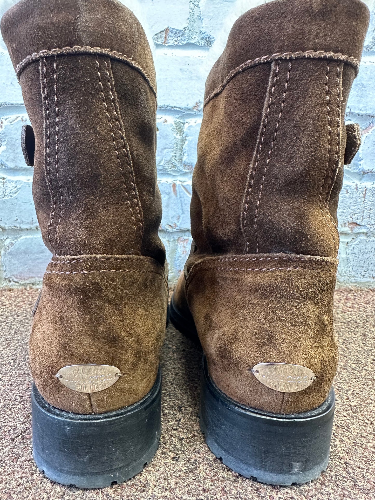 JIMMY CHOO Suede Moto Boots