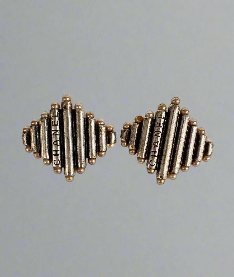 CHANEL Silver Toned Vintage Earrings