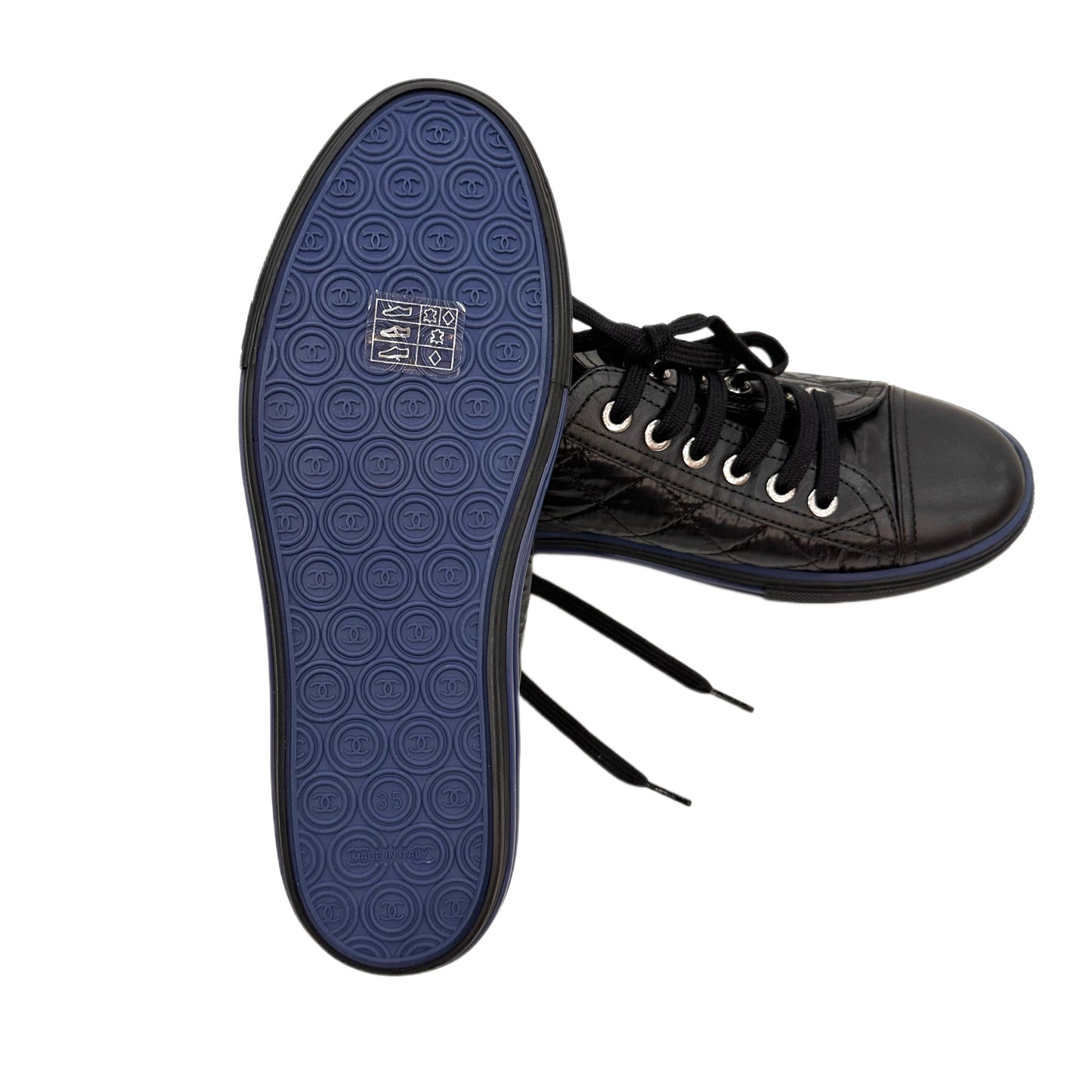 CHANEL Quilted Sneakers Size 35.5 Black