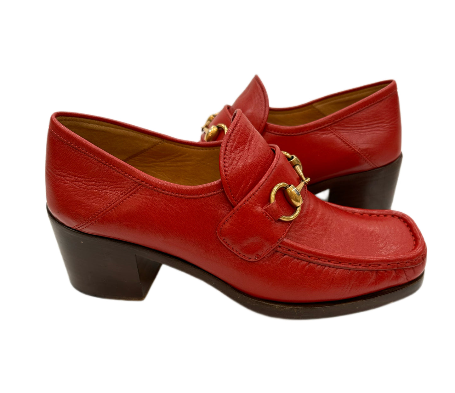 GUCCI Horsebit Loafers Red Size 38