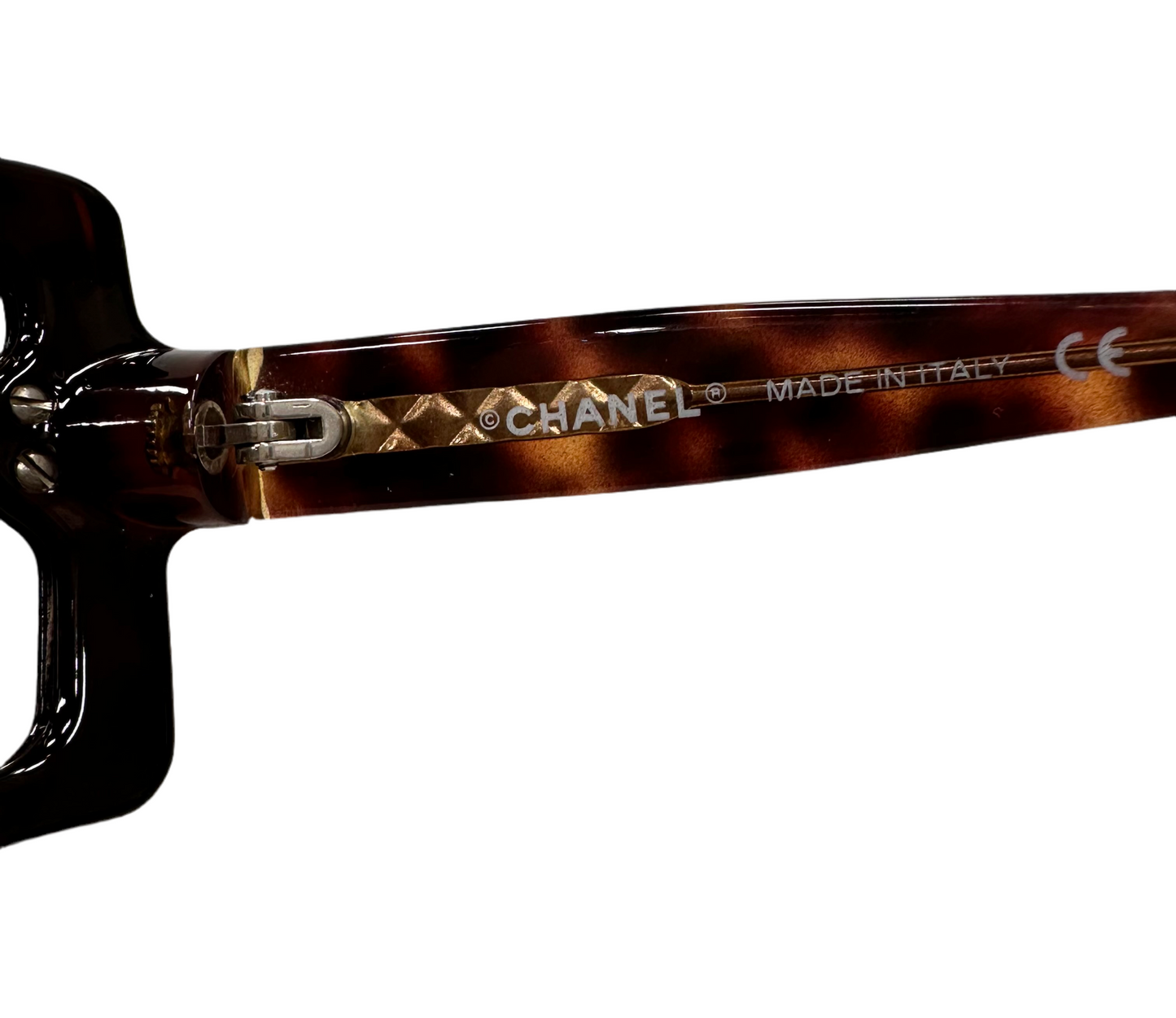 CHANEL Brown Tortoise Rectangular Sunglasses