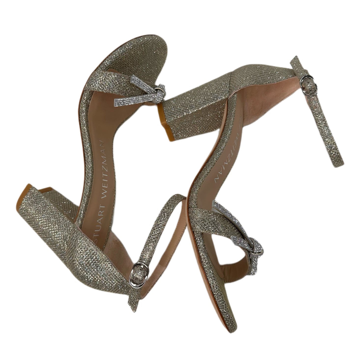 STUART WEITZMAN Silver Glitter Sandal 7