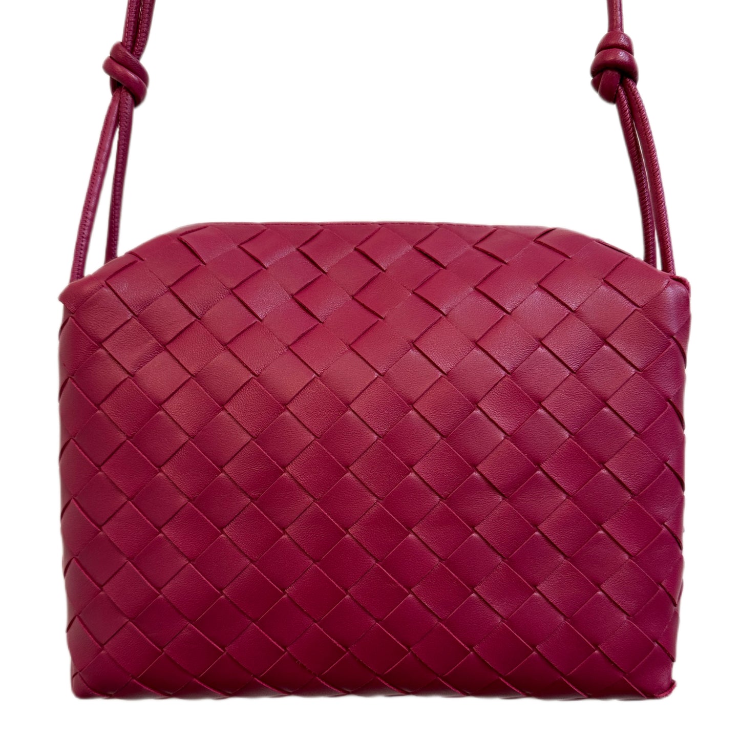 BOTTEGA VENETA Woven Leather Crossbody Raspberry