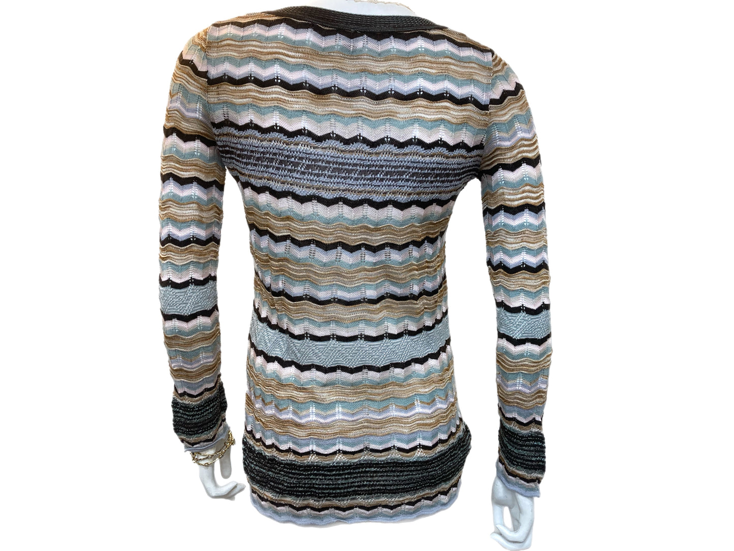 MISSONI V-Neck Knit Sweater Multi-Color Size Small