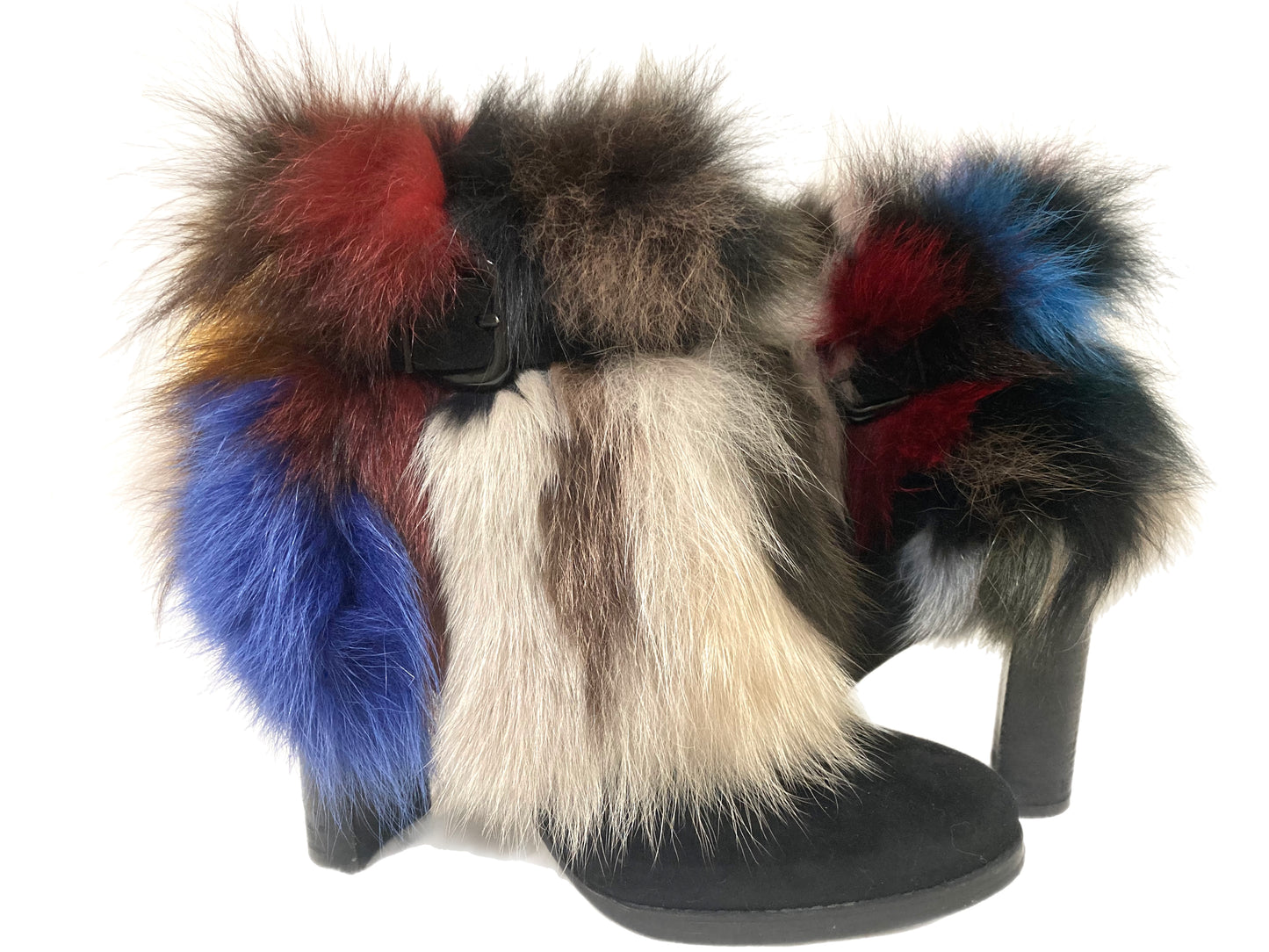 STUART WEITZMAN Suede Fur Boots Size 9 Multicolored