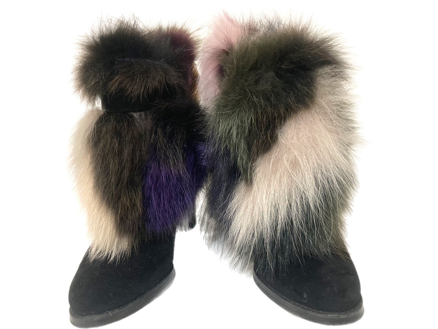STUART WEITZMAN Suede Fur Boots Size 9 Multicolored