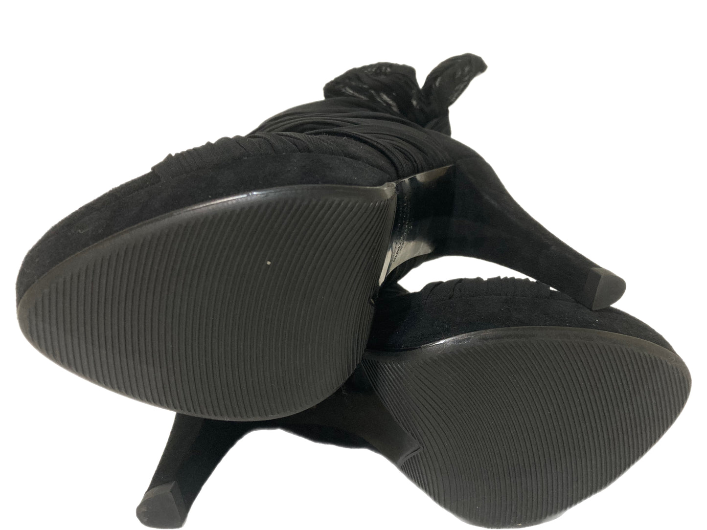 LORIBLU Suede and Silk Platform Booties Size 35 Black