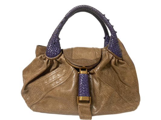FENDI Leather "Spybag" Shoulder Bag Caramel & Purple