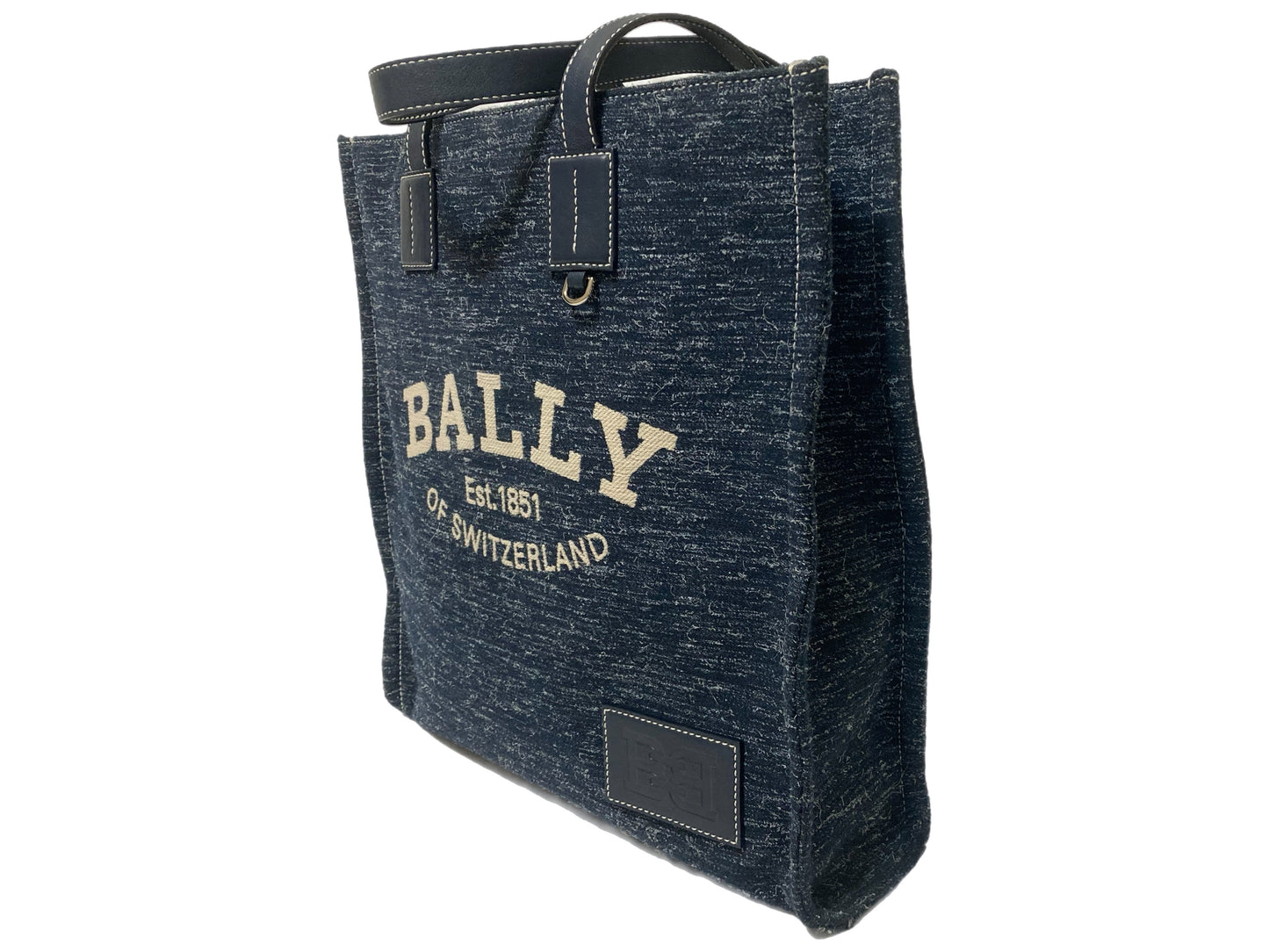 BALLY Denim Two Handle Tote, Navy