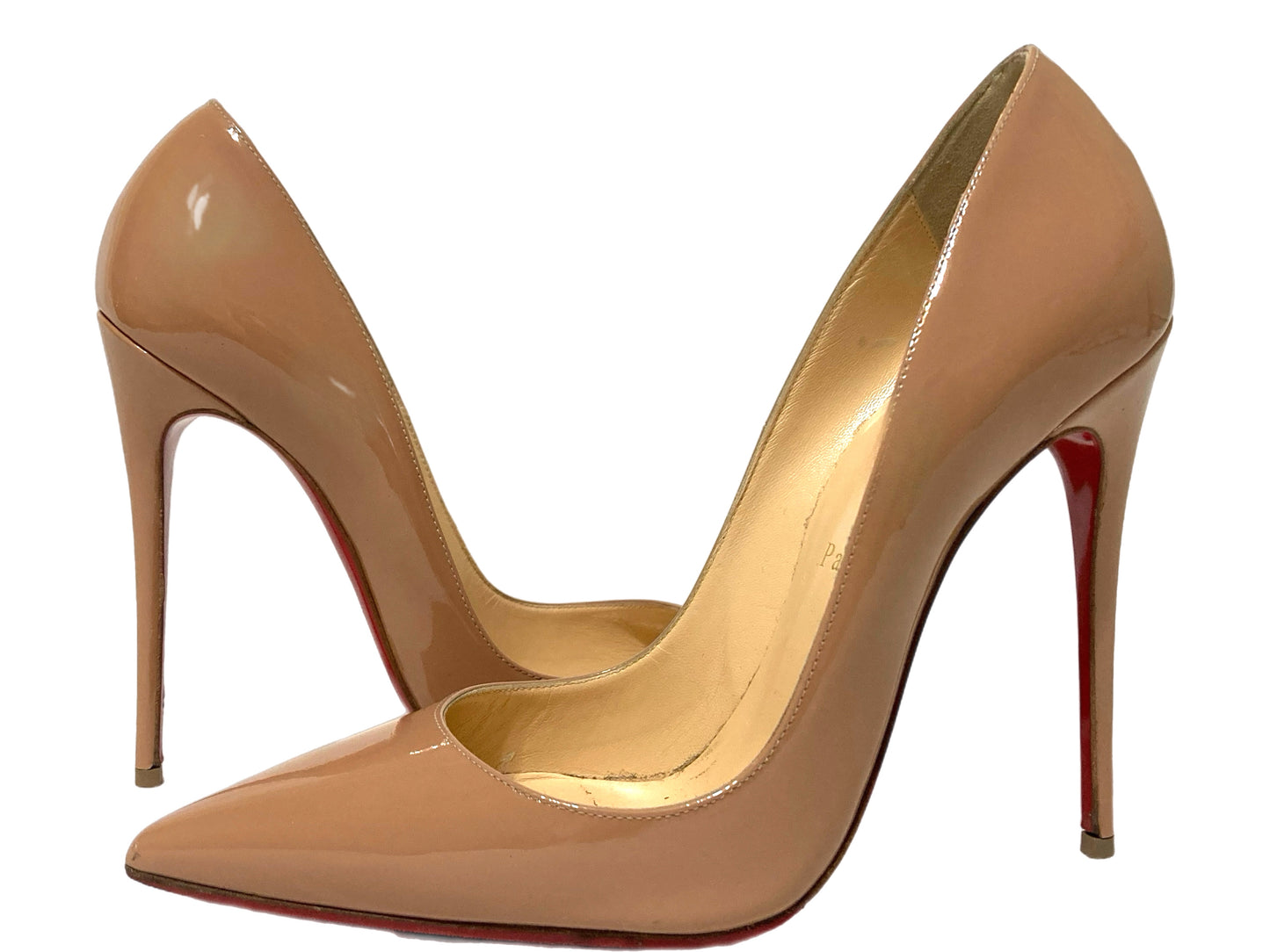 CHRISTIAN LOUBOUTIN Patent Leather So Kate 120 Pumps Nude Size 38