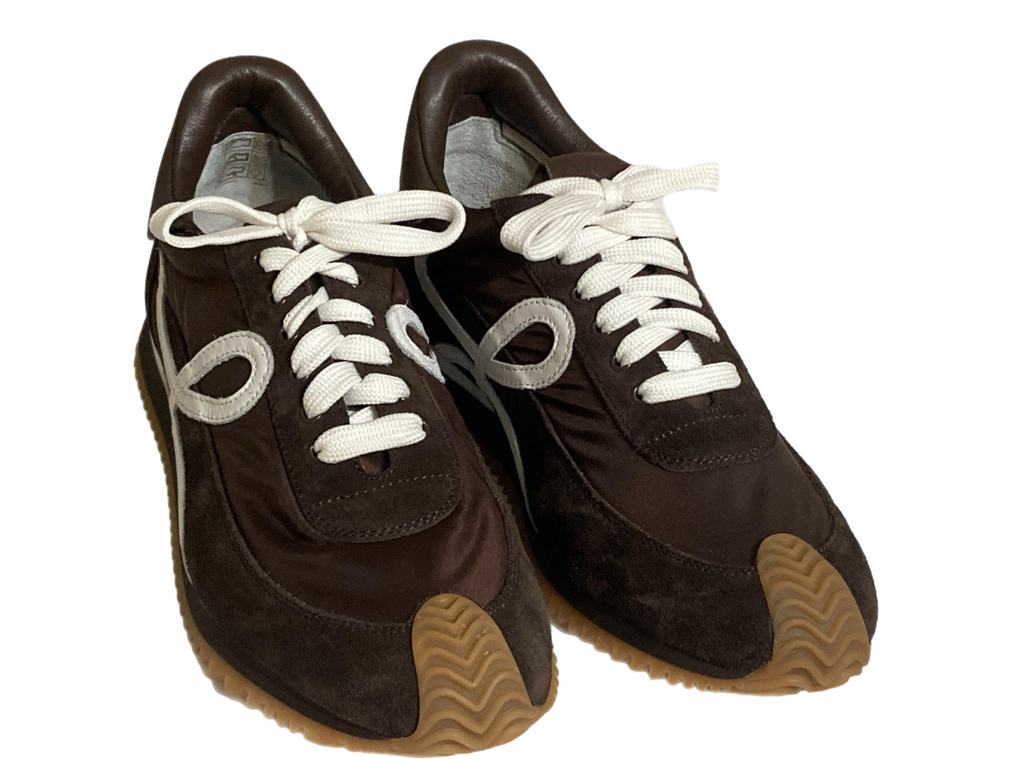 LOEWE Nylon & Suede Running Sneakers Brown Size 38