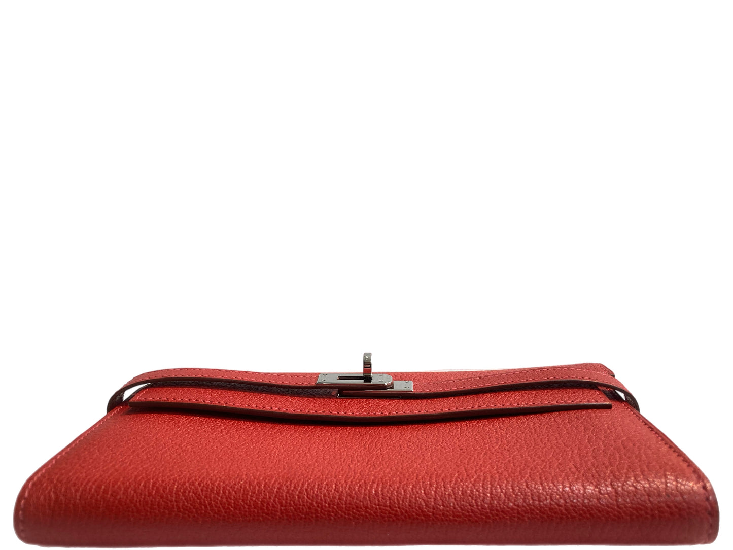 HERMES Leather Kelly Wallet Red
