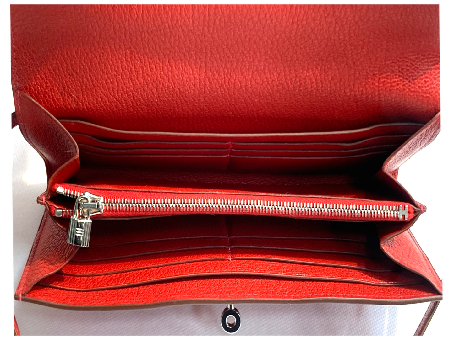 HERMES Leather Kelly Wallet Red