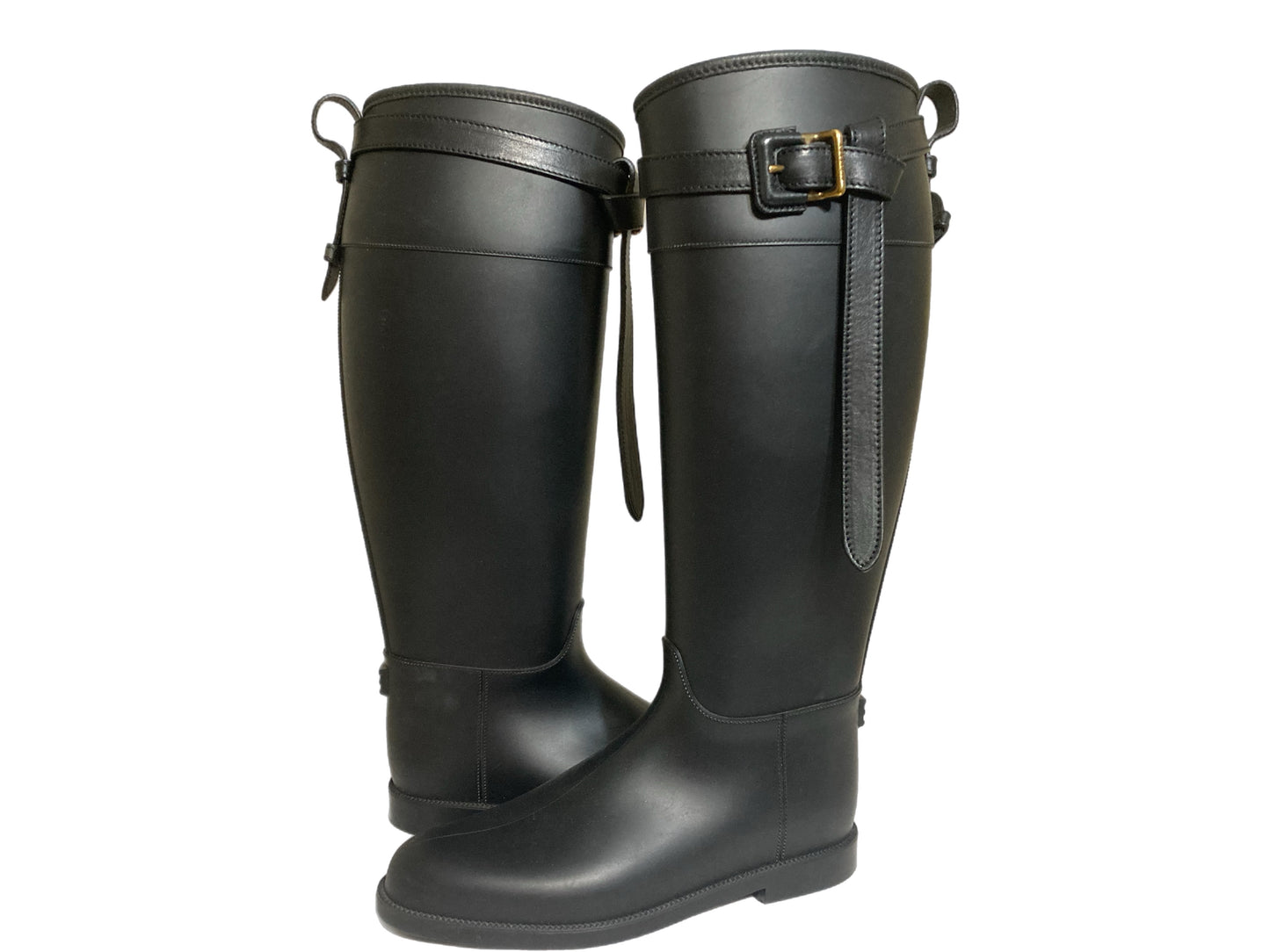 BURBERRY Tall Rubber Rain Boots Black Size 40