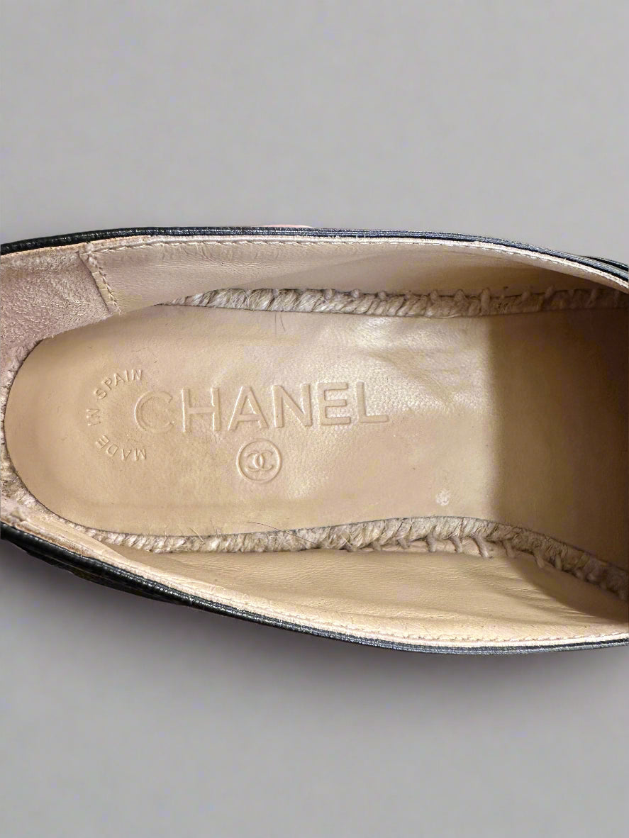 CHANEL Leather Espadrille Flats