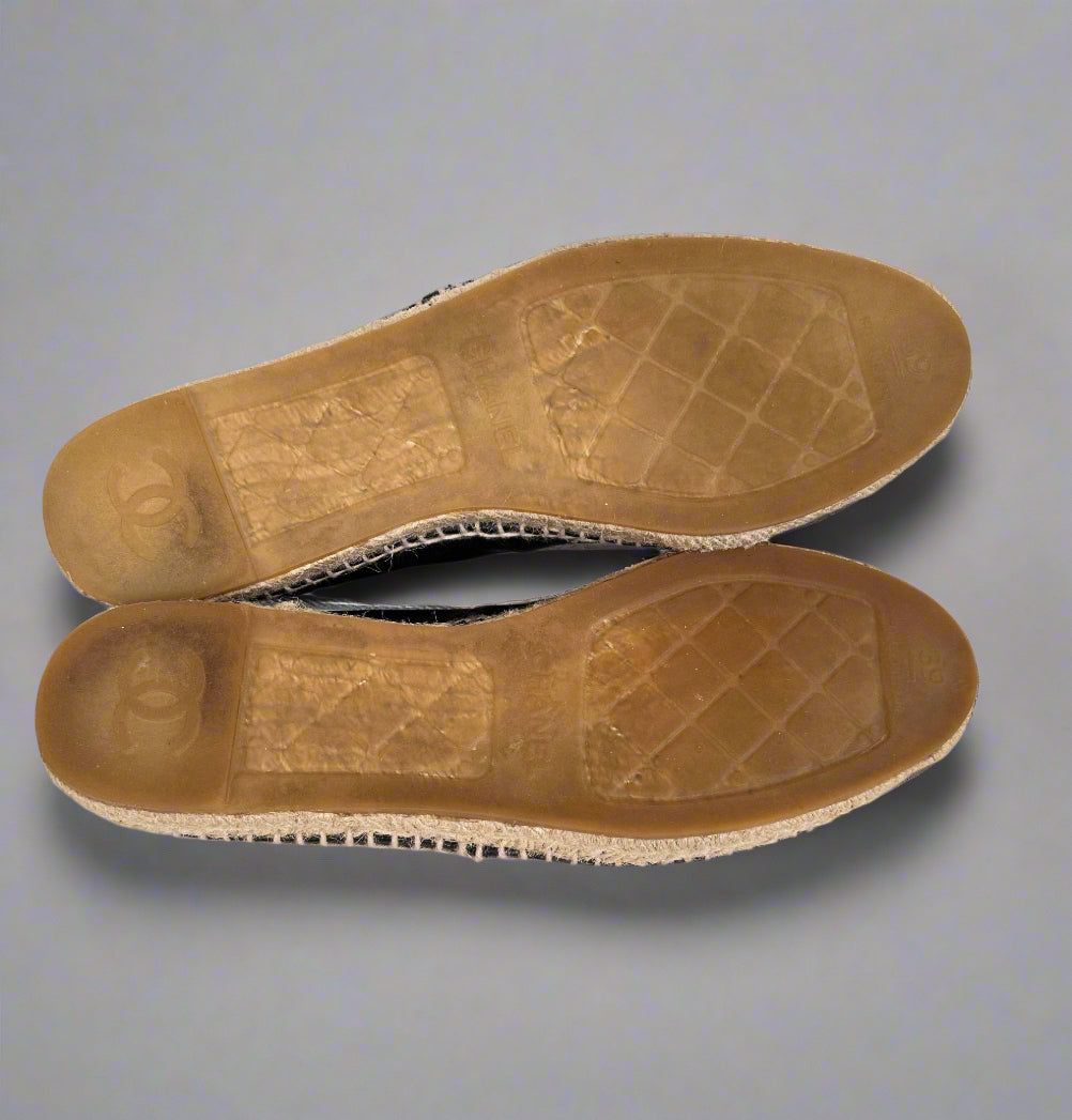 CHANEL Leather Espadrille Flats