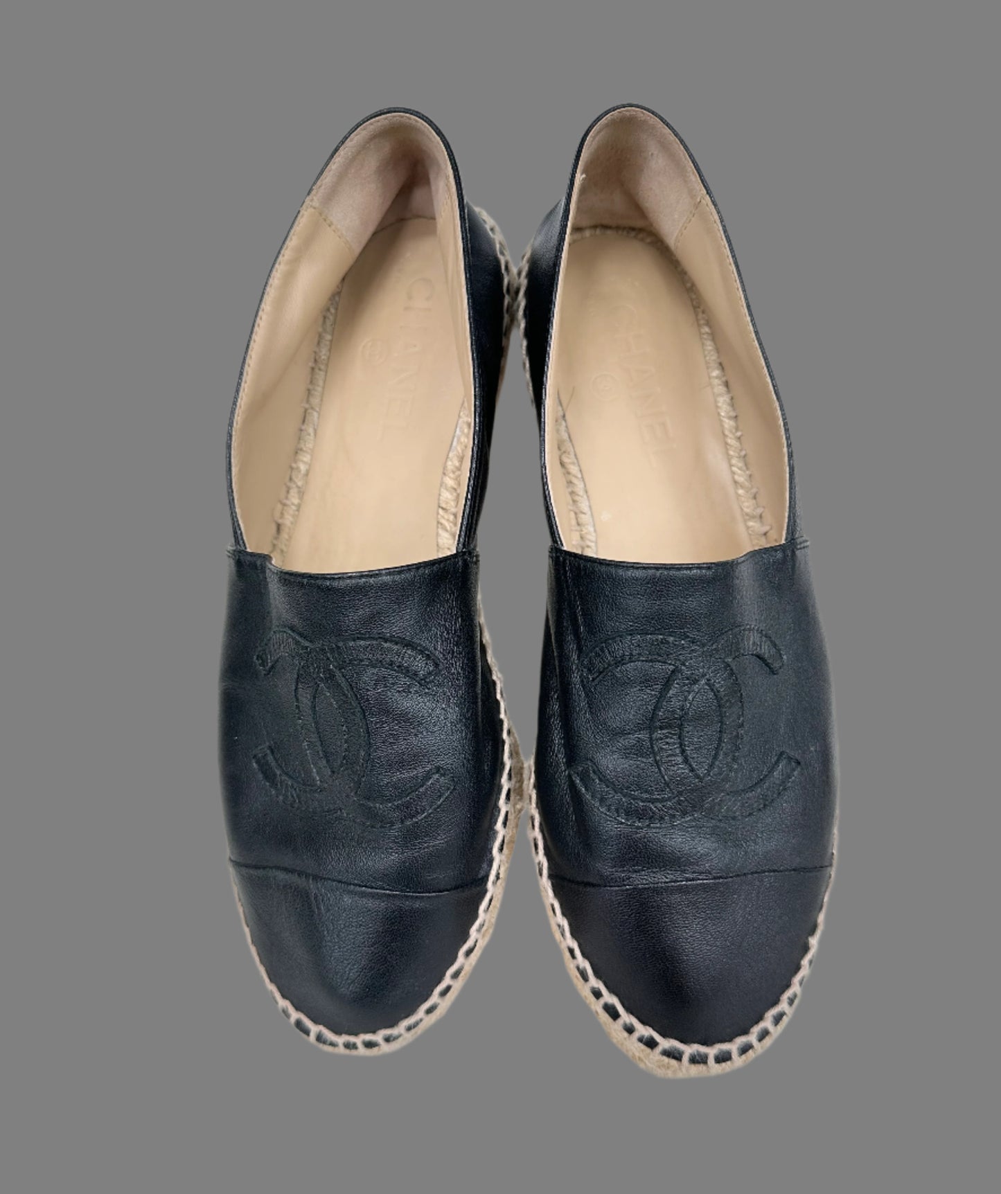 CHANEL Leather Espadrille Flats