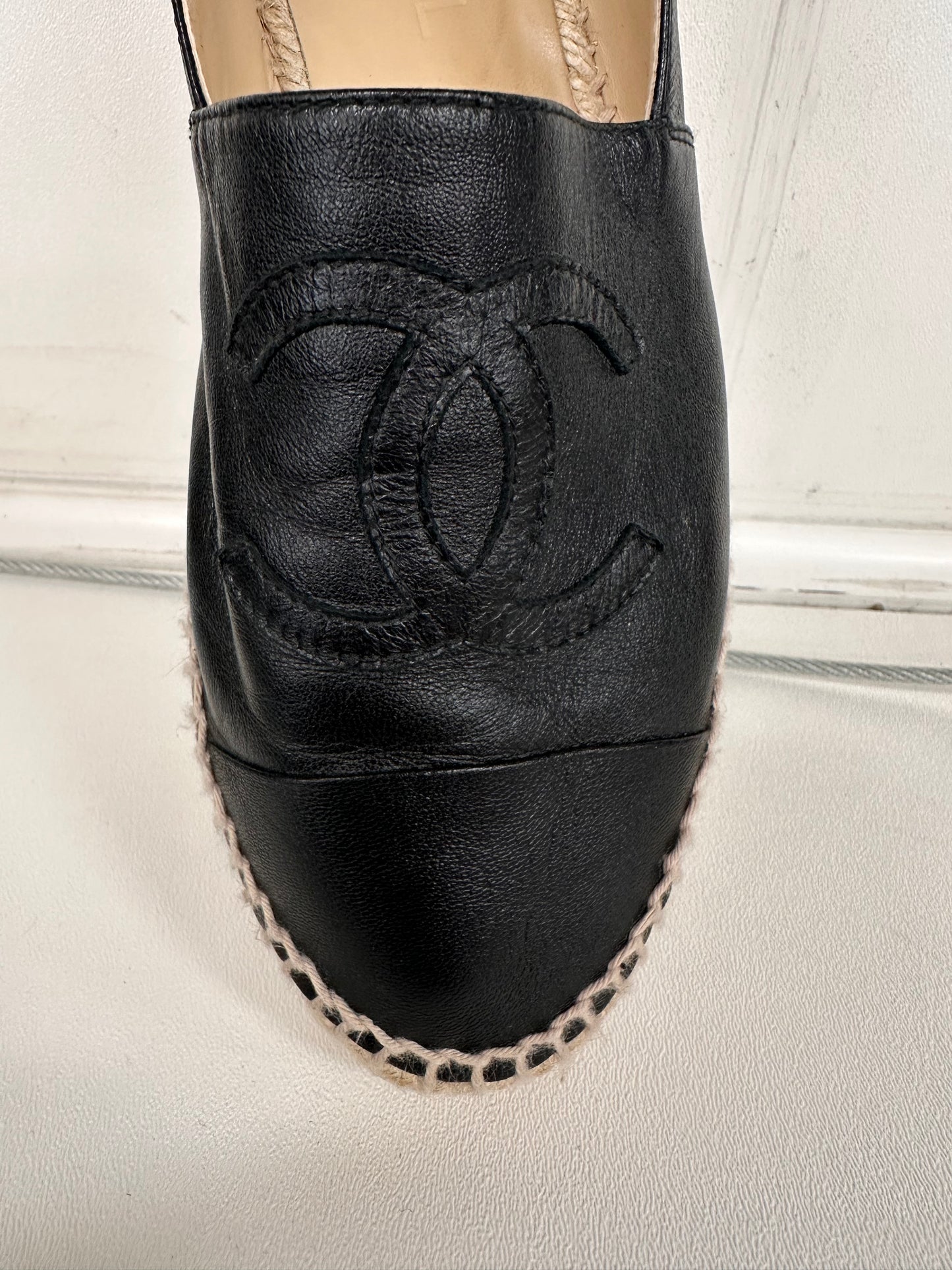 CHANEL Leather Espadrille Flats