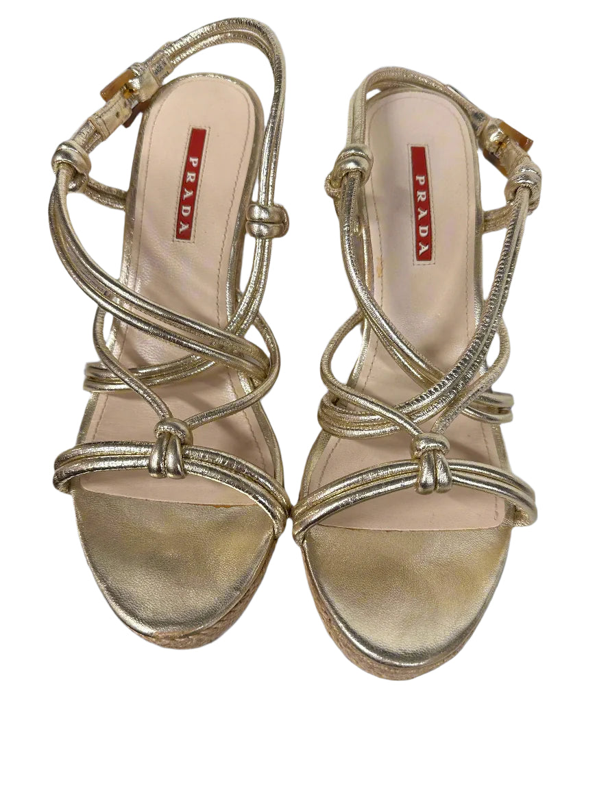 PRADA Raffia Wedge