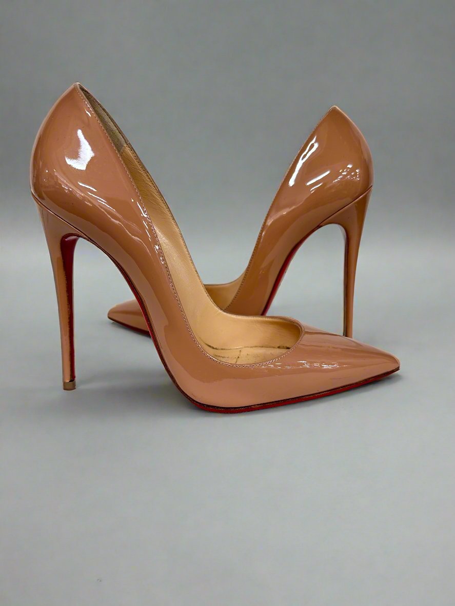 CHRISTIAN LOUBOUTIN Patent Leather So Kate 120 Pumps Nude Size 38