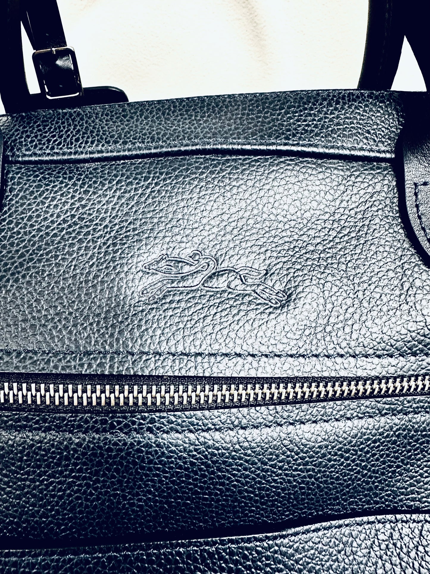 LONGCHAMP Leather Carryall Tote Navy Blue