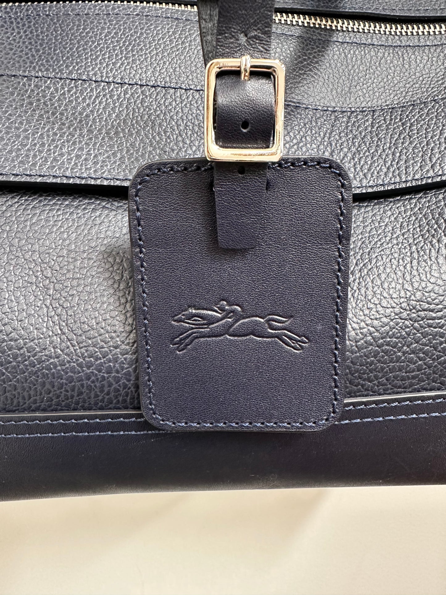 LONGCHAMP Leather Carryall Tote Navy Blue