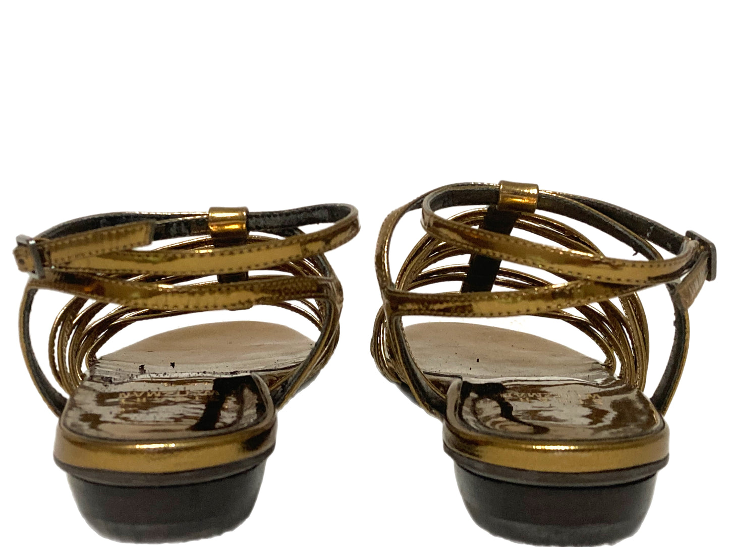 STUART WEITZMAN Leather Control Sandals Bronze Size 5