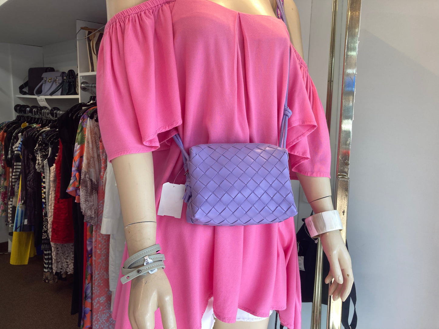 BOTTEGA VENETA Leather Mini Loop Bag Lavender