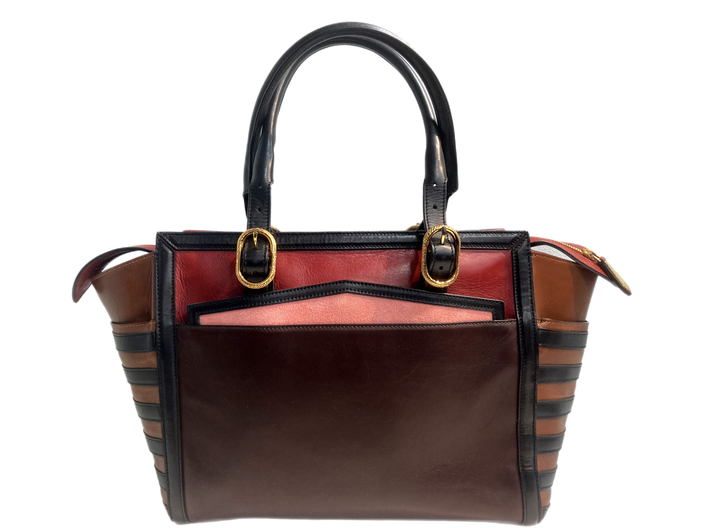 CHRISTIAN LOUBOUTIN Leather Buckle Tote Multi-Color