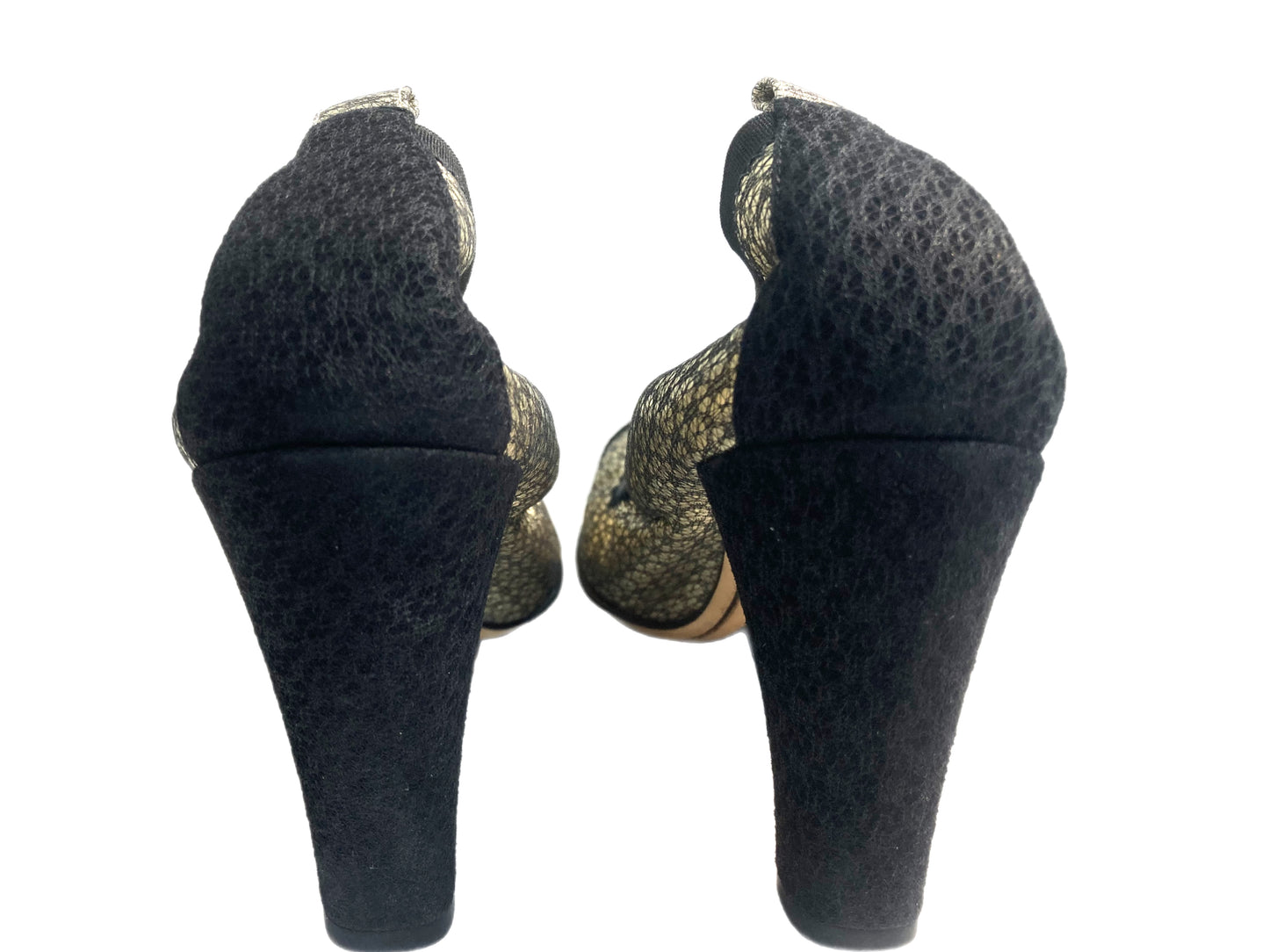 CHANEL Double CC Pumps Gold / Black Size 38.5