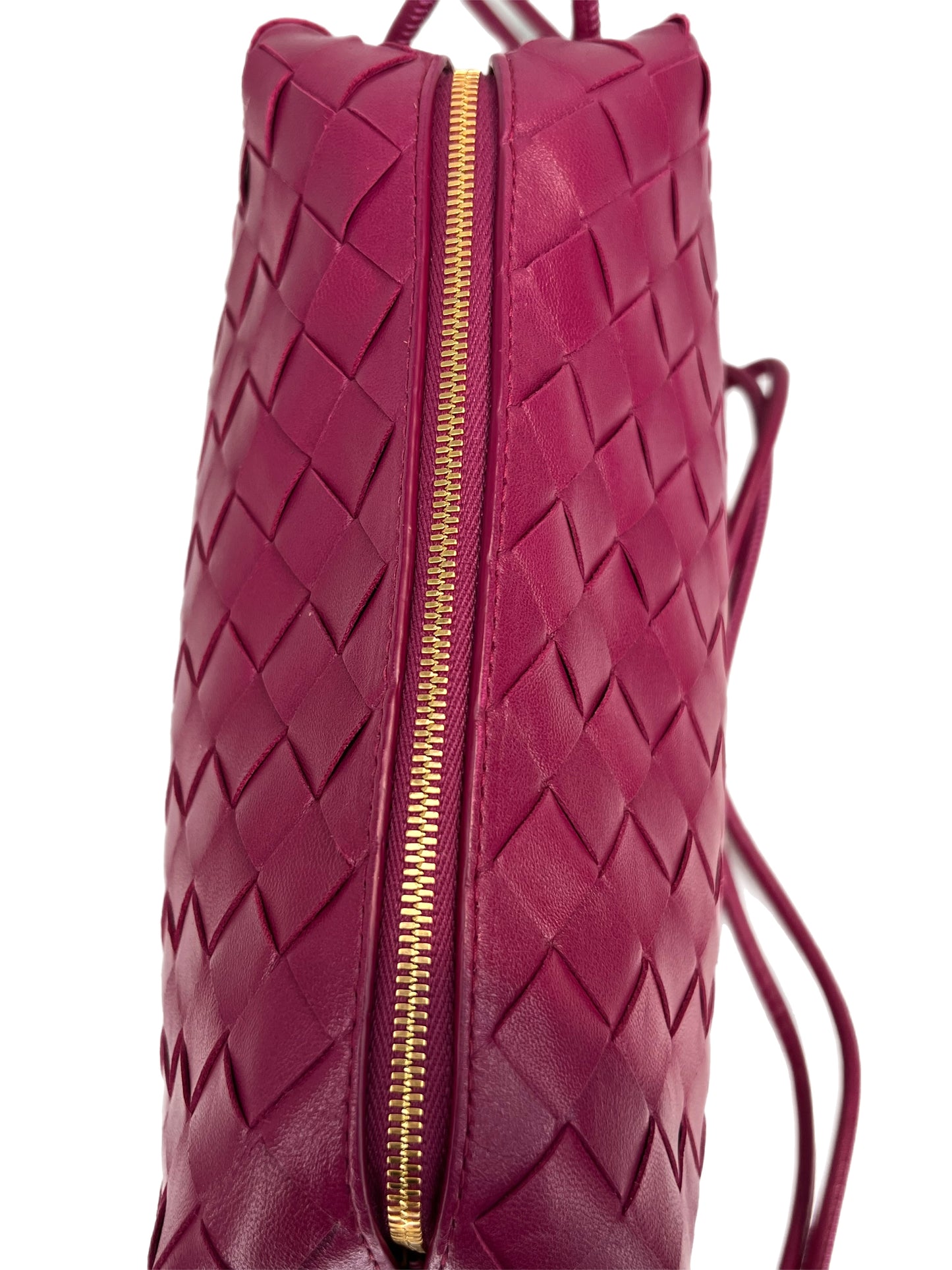 BOTTEGA VENETA Woven Leather Crossbody Raspberry