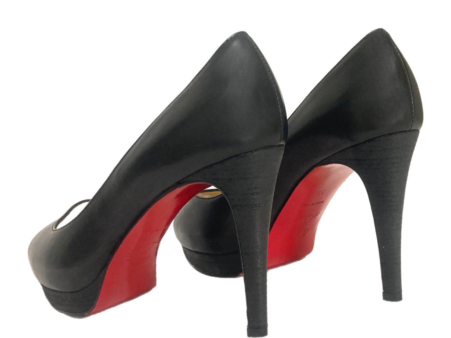 CHRISTIAN LOUBOUTIN Leather Peep Toe Pumps Black Size 35