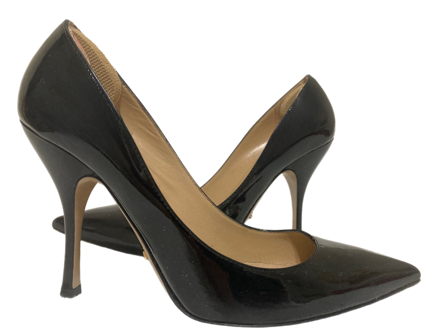 VALENTINO Patent Leather Pointed Toe Pumps Black Size 37