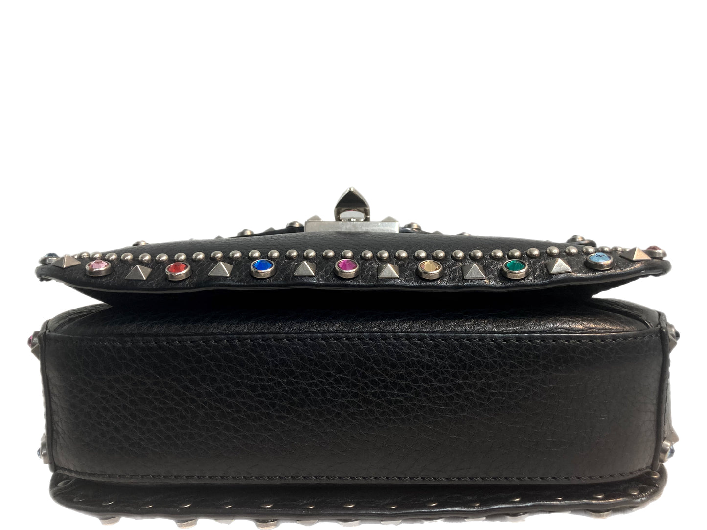 VALENTINO Leather Rockstud Saddle Bag Black