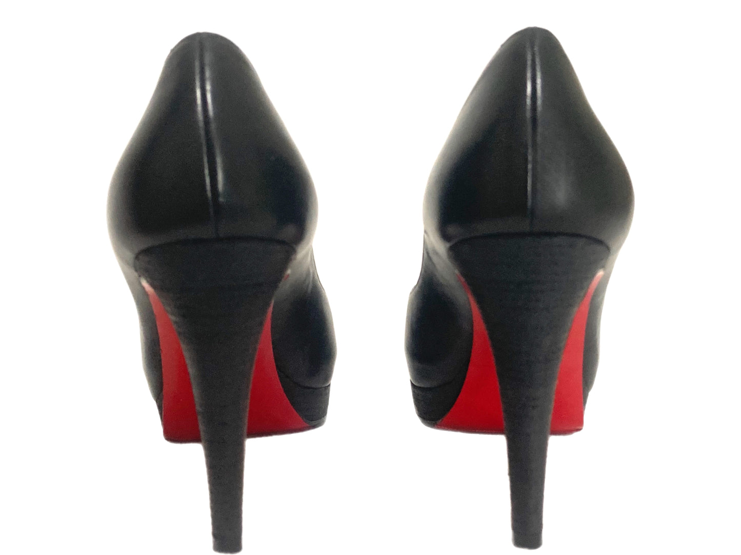 CHRISTIAN LOUBOUTIN Leather Peep Toe Pumps Black Size 35